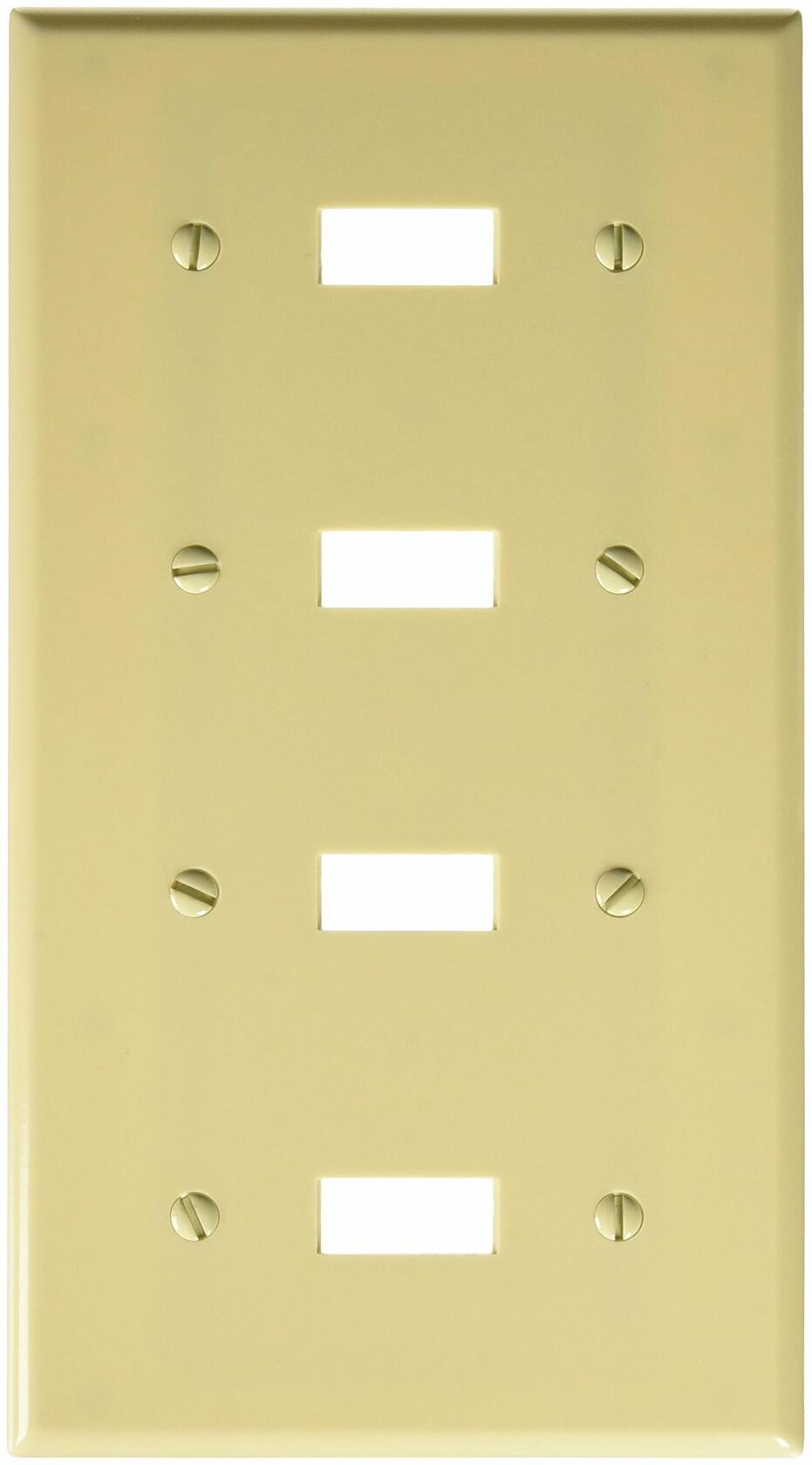 Leviton 86012 4-Gang Toggle Device Switch Wallplate, Standard Size, Thermoset, Device Mount, Ivory