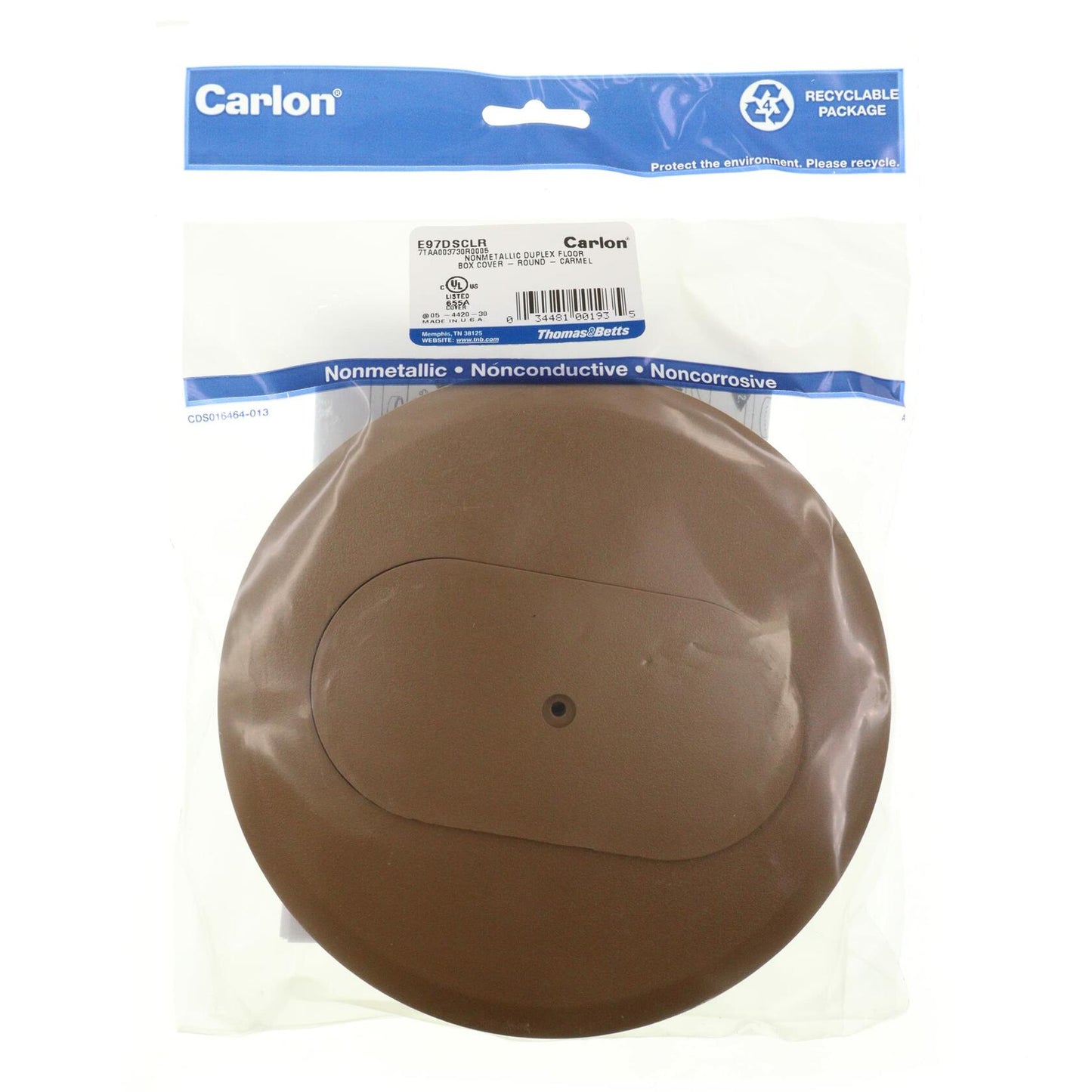 Carlon E97DSC Round Duplex Receptacle Cover, Diameter: 5", Non-Metallic