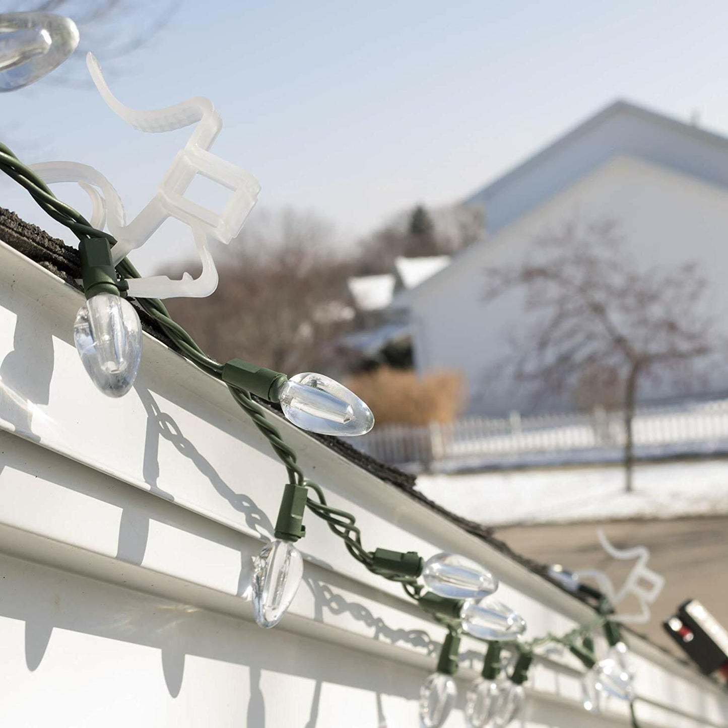 Pro No Ladder Rapid Release 50 Holiday Lights Gutter Clips Plastic