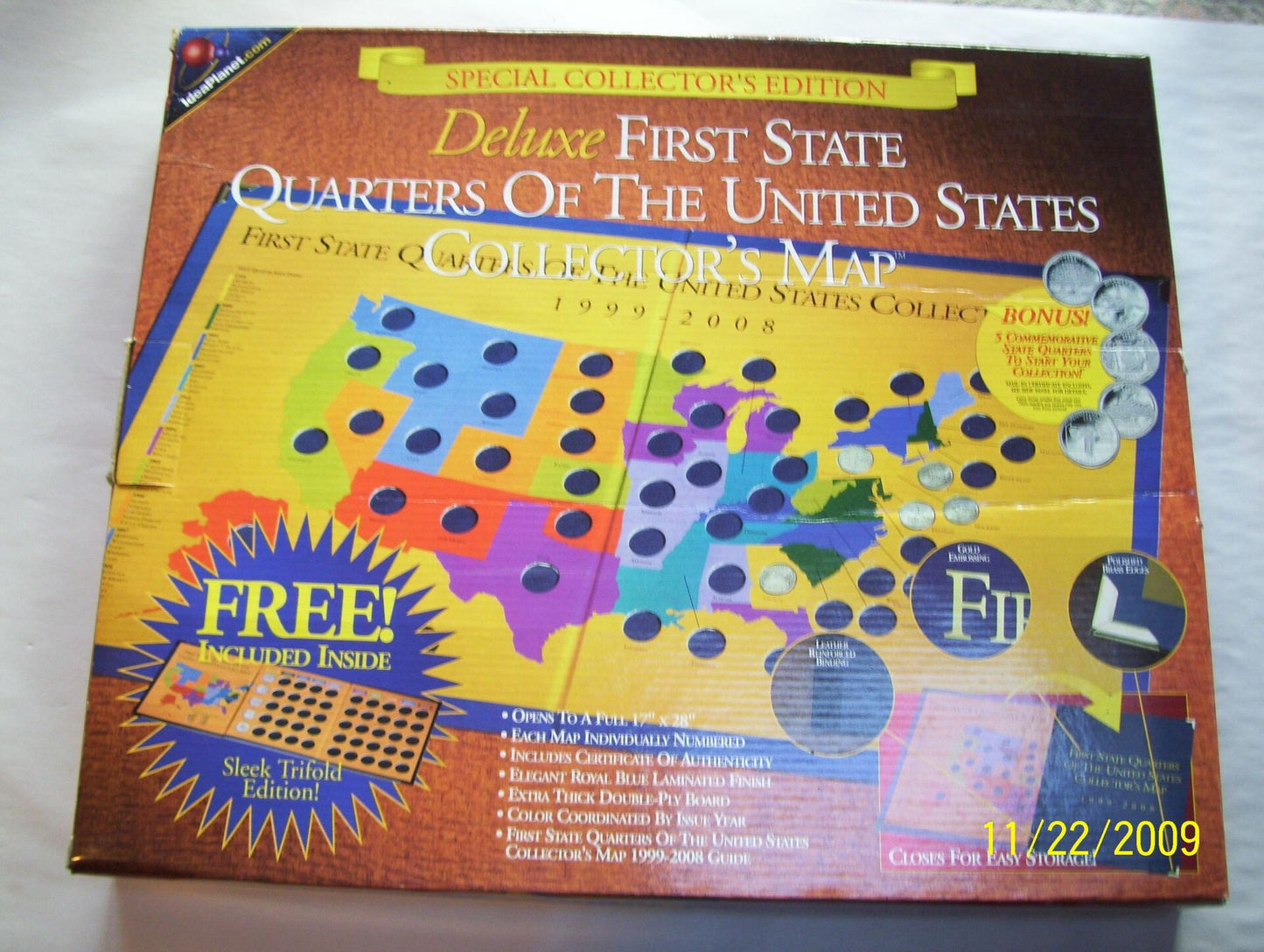 Deluxe FIRST STATE QUARTERS of the United States COLLECTOR'S MAP
