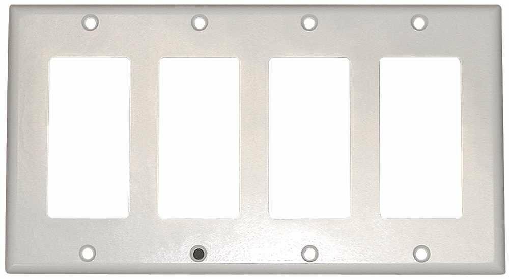 Leviton 80412-W 4-Gang Decora/GFCI Device Decora Wallplate, Standard Size, Thermoset, Device Mount, White