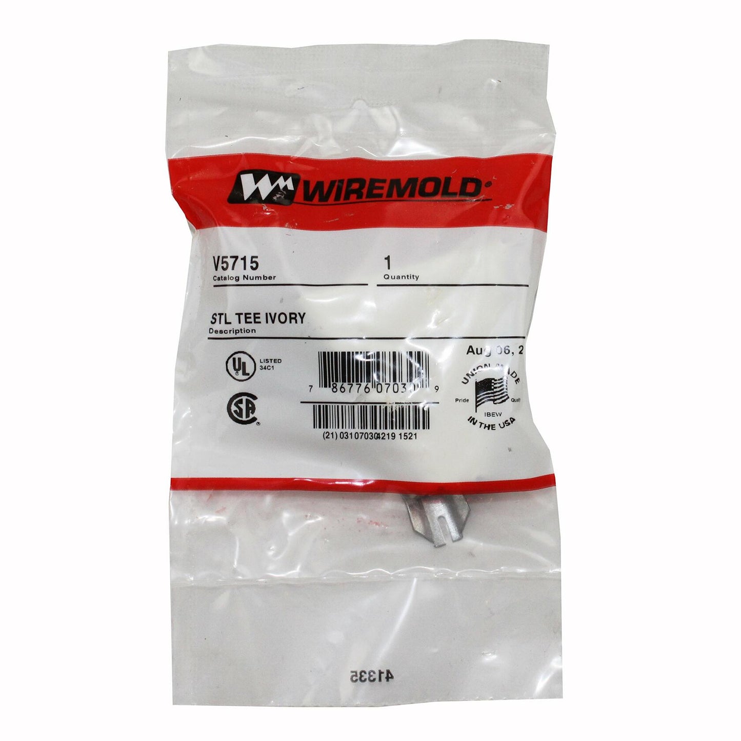Wiremold Legrand V5715 Raceway Metallic Tee Fitting Steel Cable Raceway 2-1/2", Ivory