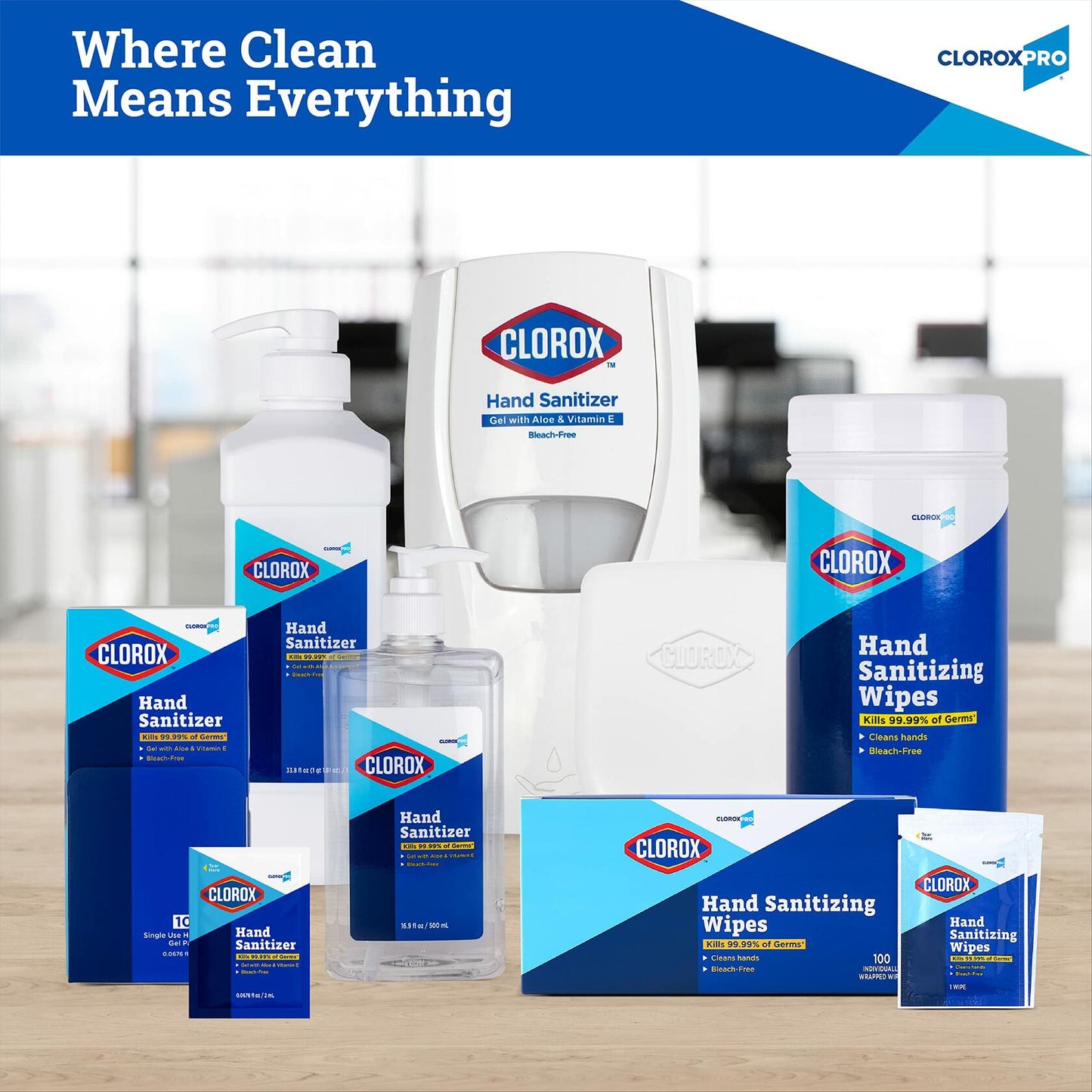 Clorox Pro Single Use Hand Sanitizer Gel Packets 0.067oz 2ml Bleach Free Hand Sanitizer Packets Hand Sanitizer with Aloe Vitamin E Kills More Than 99.999 of Germs on Contact