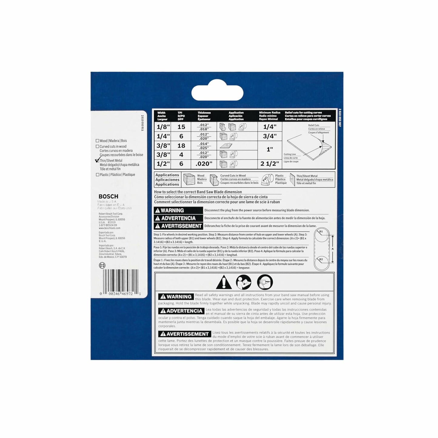 BOSCH BS62-18MD 62 In. 18 TPI Metal Cutting Stationary Band Saw Blade Ideal for Applications in Soft Metal, Aluminum, Copper, Bronze