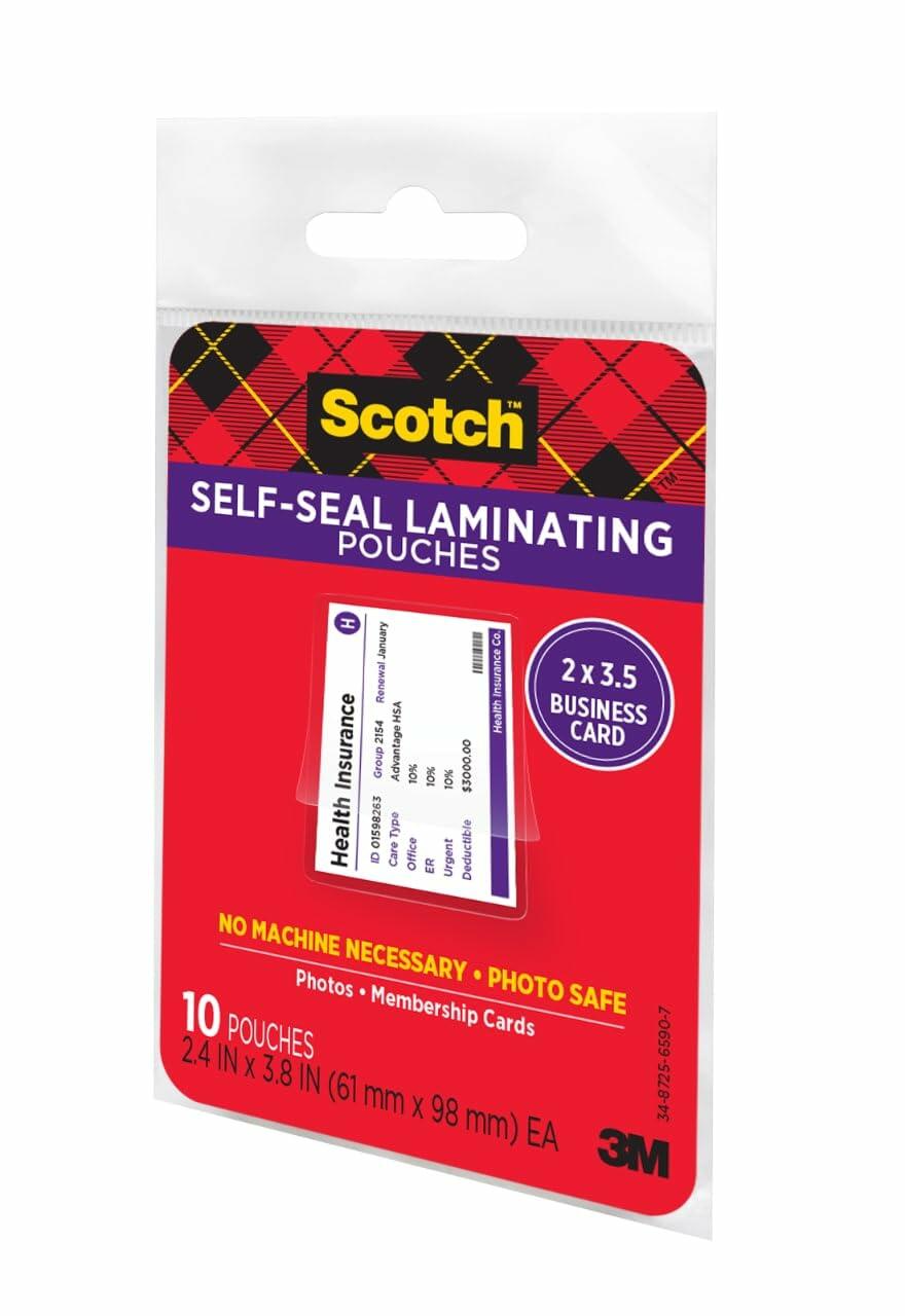 Scotch Self-Sealing Laminating Pouches, Business Card Size (LS851-10G)