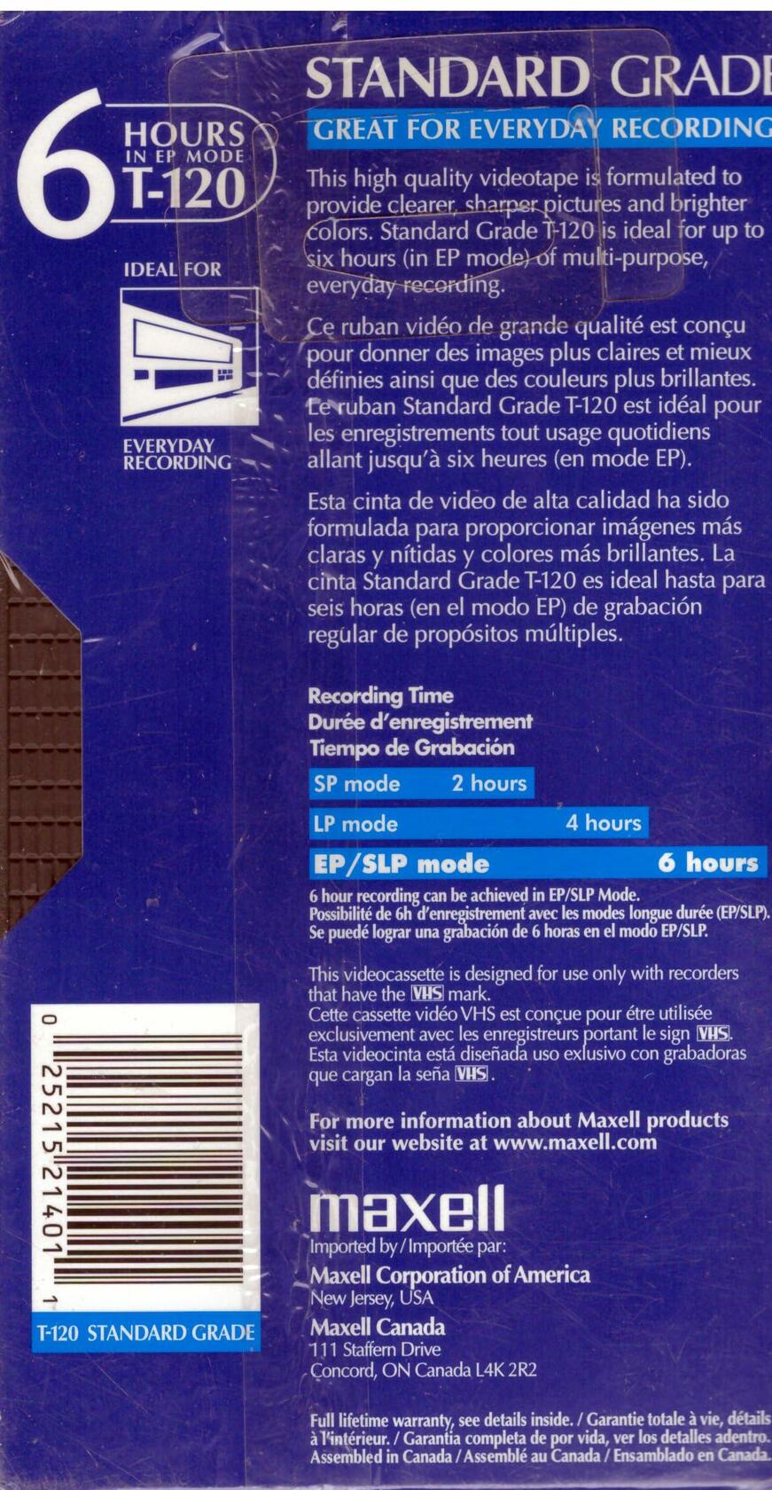 Maxell Standard VHS Videocassette