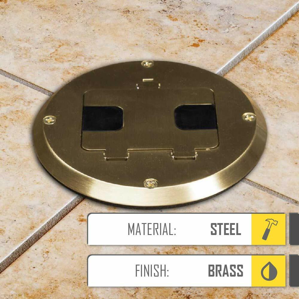 Hubbell Raco 6239BP Brass Plated Concealed Receptacle Floor Box Kit