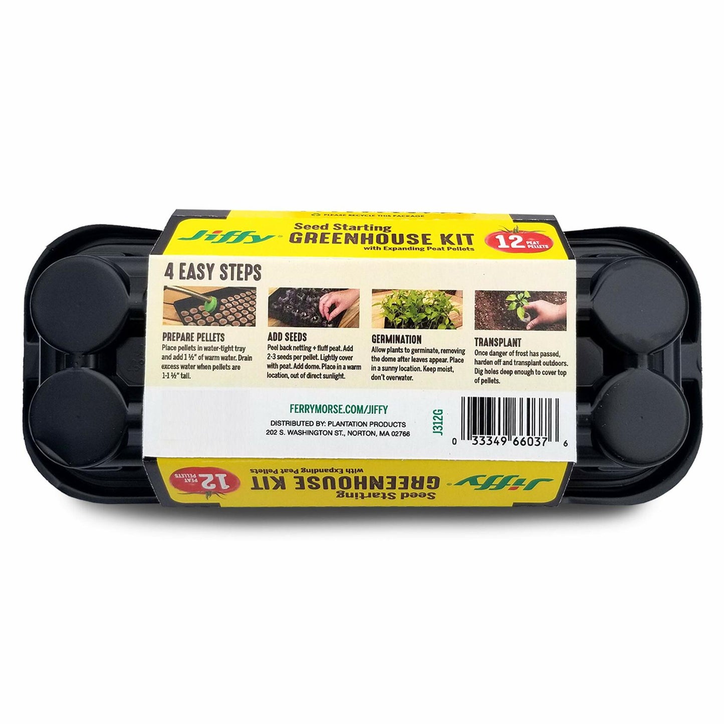 Jiffy Windowsill Seed Starting Greenhouse with 12 Biodegradable 36mm Peat Pellets
