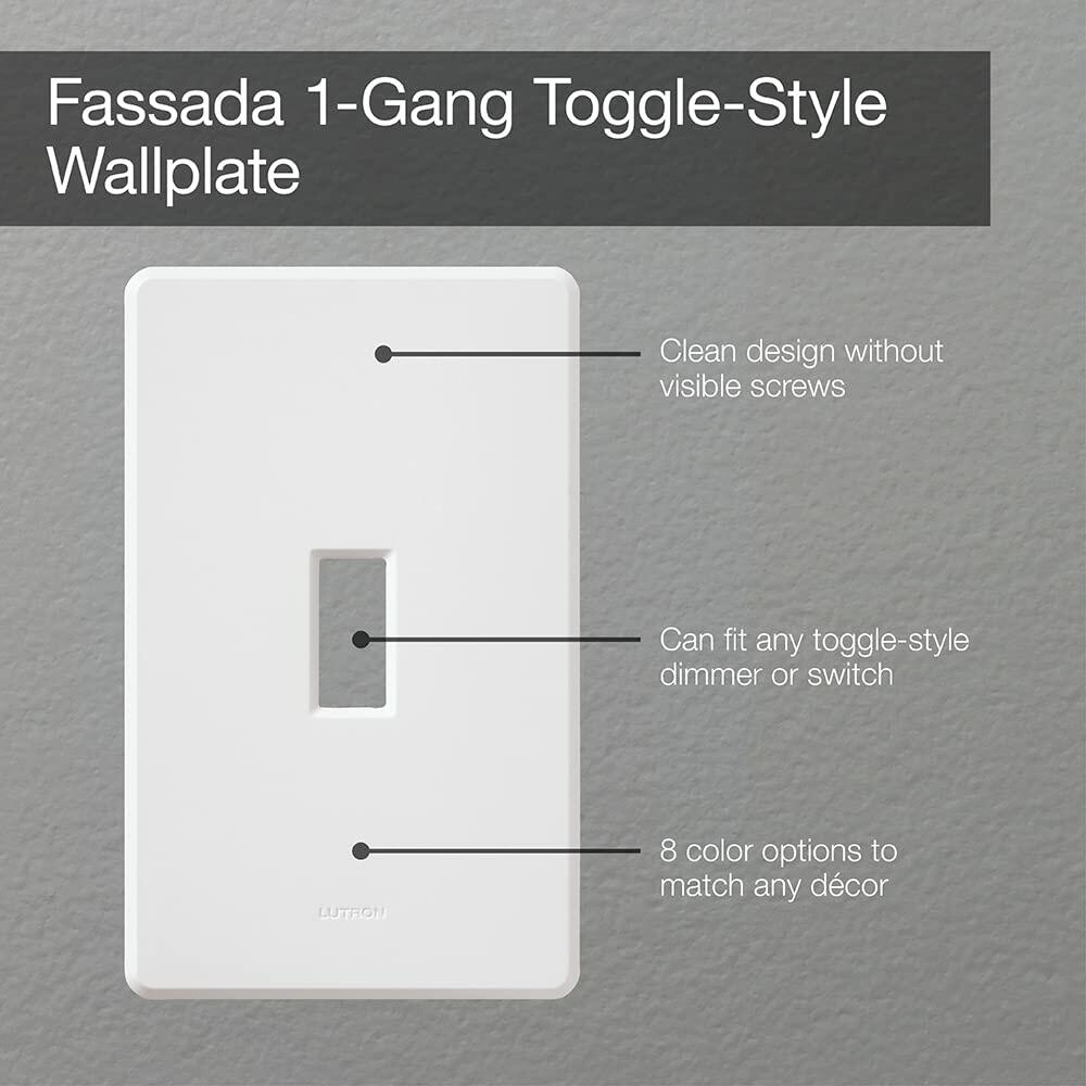 Lutron Fassada 1 Gang Wallplate for Toggle-Style Dimmer and Switches, FG-1-WH, White (1-Pack)