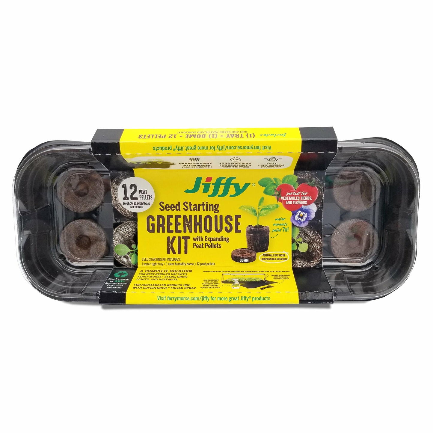 Jiffy Windowsill Seed Starting Greenhouse with 12 Biodegradable 36mm Peat Pellets