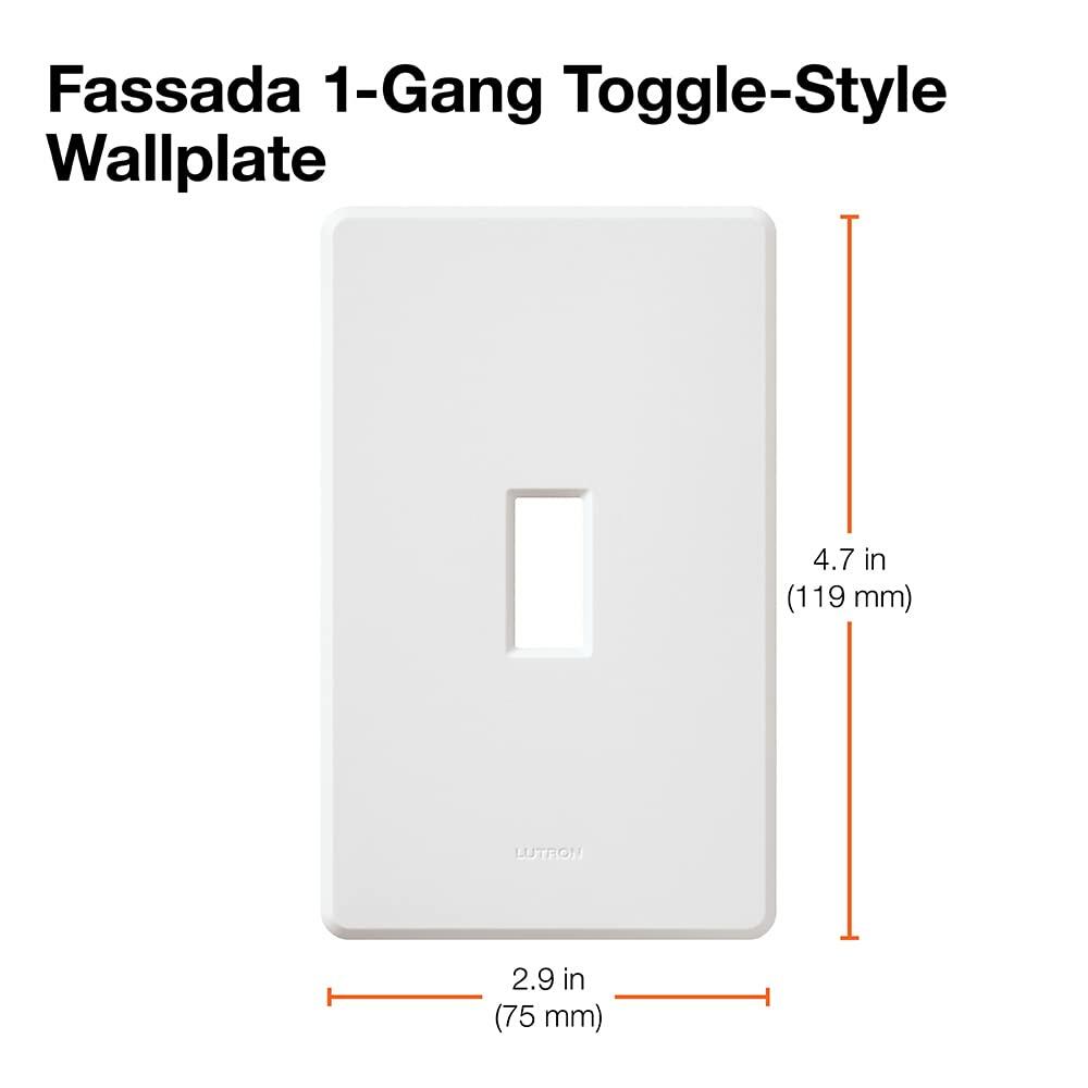Lutron Fassada 1 Gang Wallplate for Toggle-Style Dimmer and Switches, FG-1-WH, White (1-Pack)