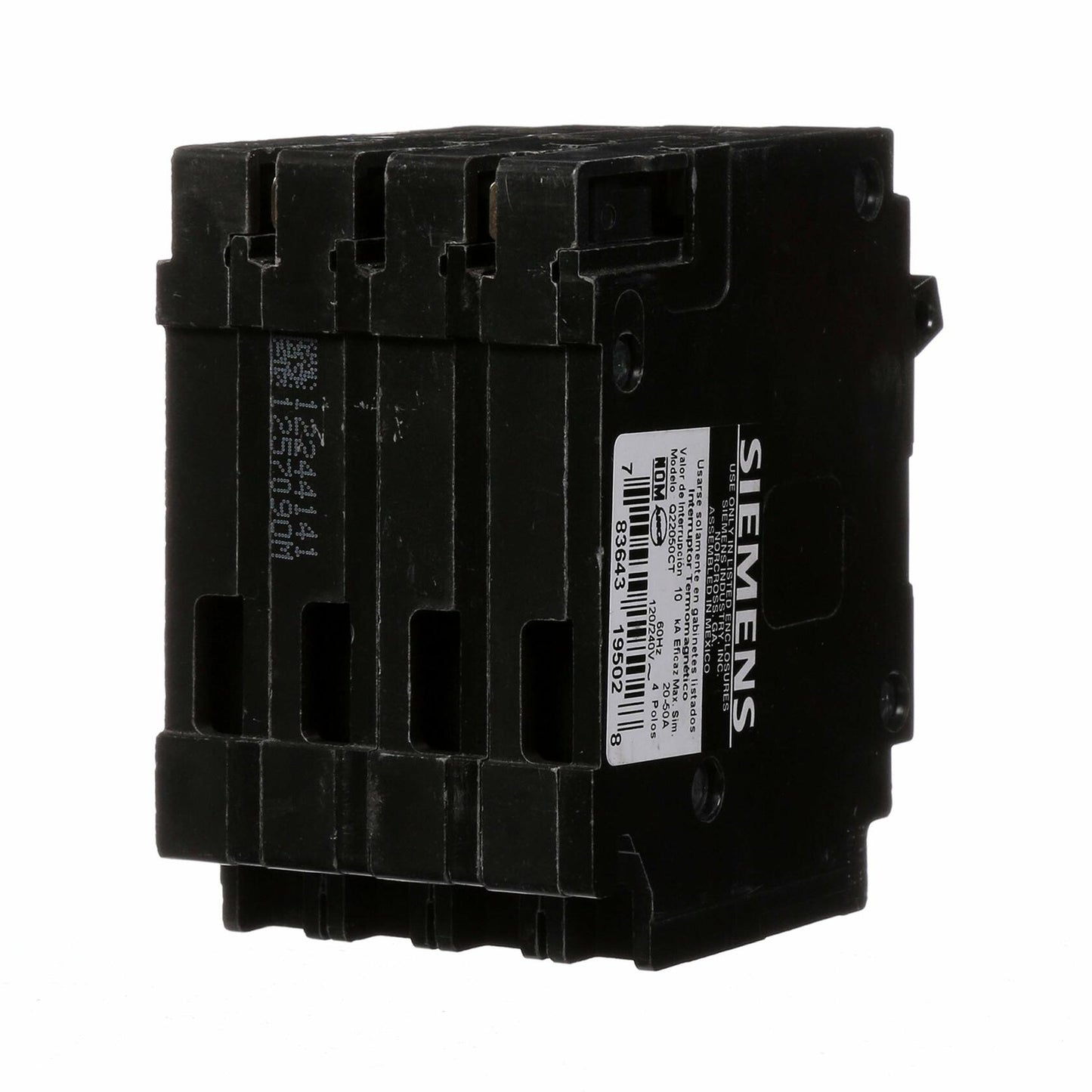 SIEMENS Q22050CT 50 Double Two 20-Amp Single Pole Circuit Breaker, Color