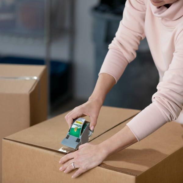 Duck EZ Start Packaging Tape, Clear Packing Tape for Mailing, Moving, Shipping & Storage, 3 Rolls with Dispensers, 1.88 in. x 55 Yd. Each (1259457)