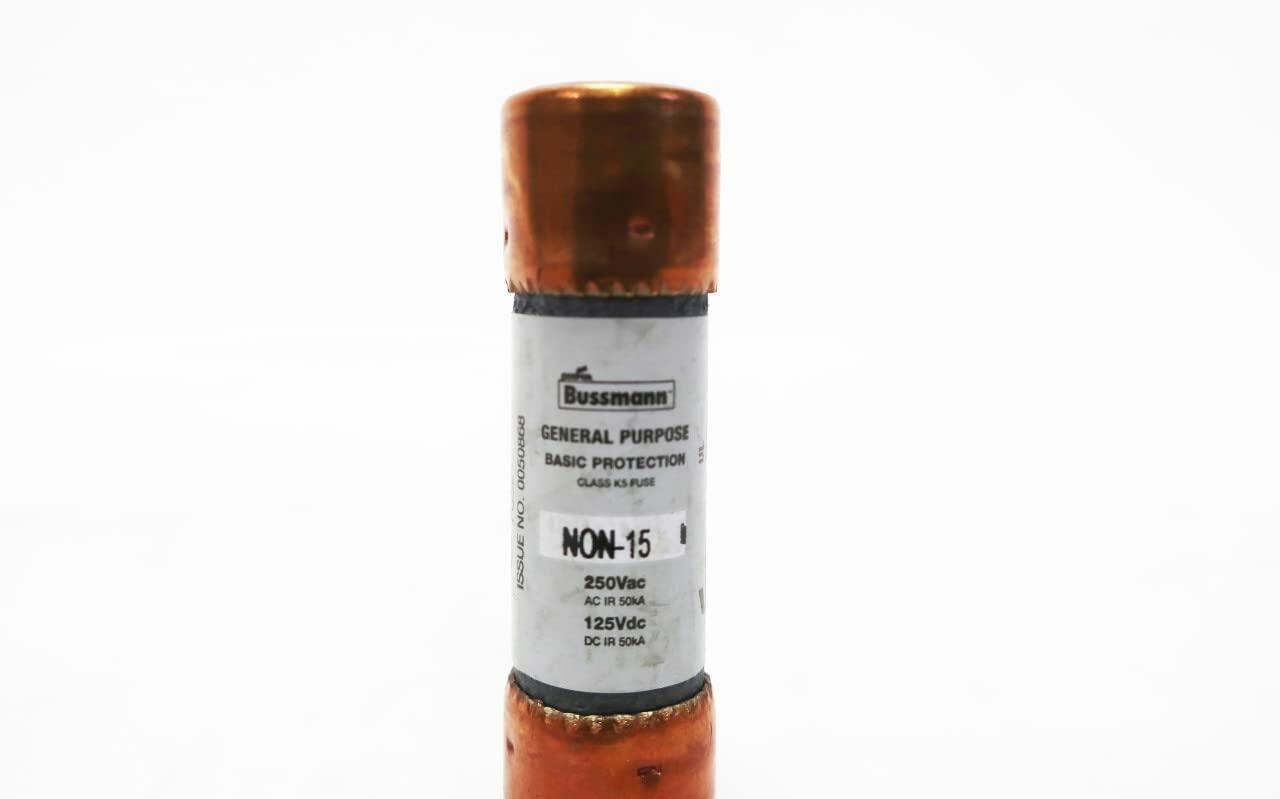 Box of 10 COOPER BUSSMANN NON-15 BUSS K5 15A AMP 250V-AC Cartridge Fuse