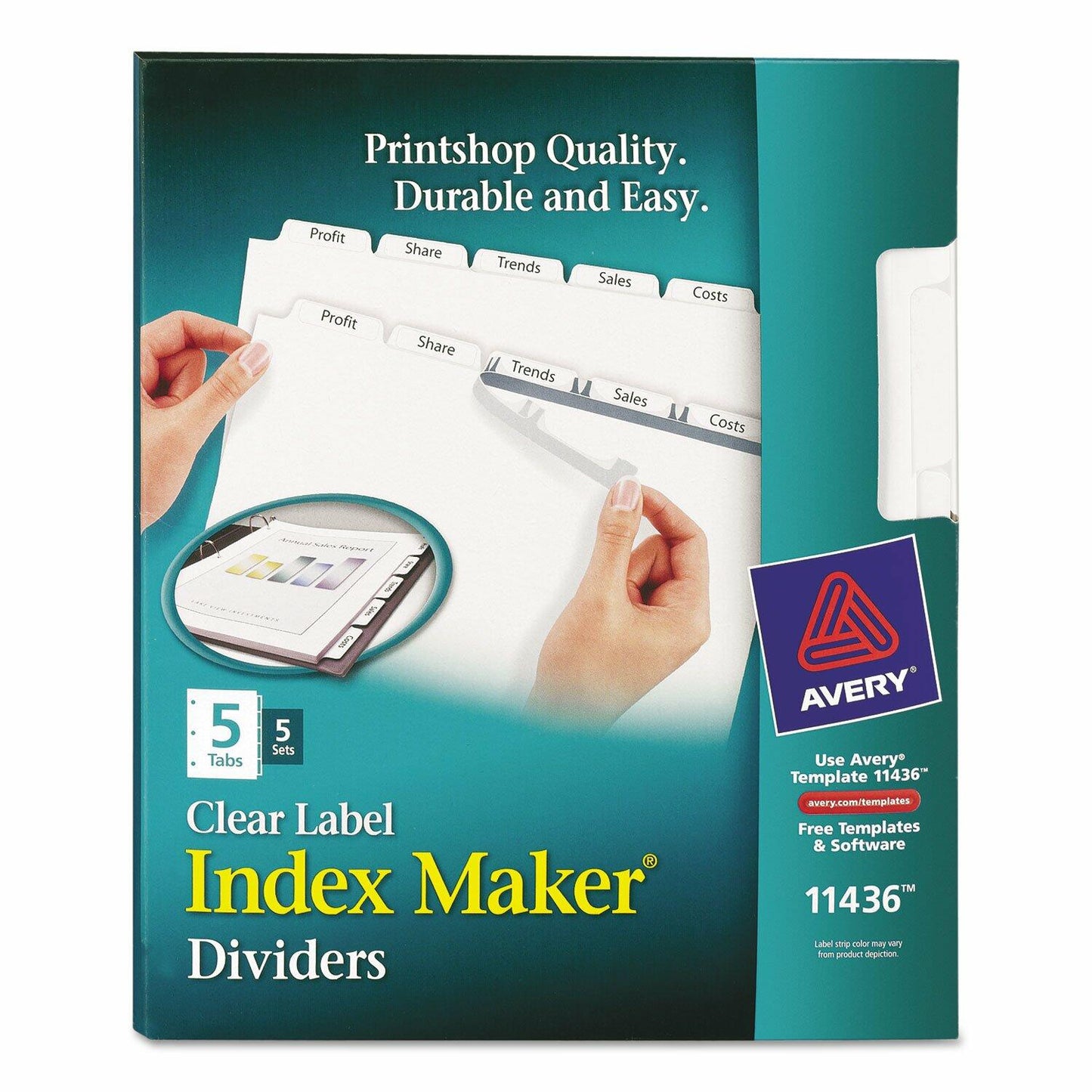 Avery 5 Tab Print & Apply Dividers, Index Maker, 5 Sets (11436)
