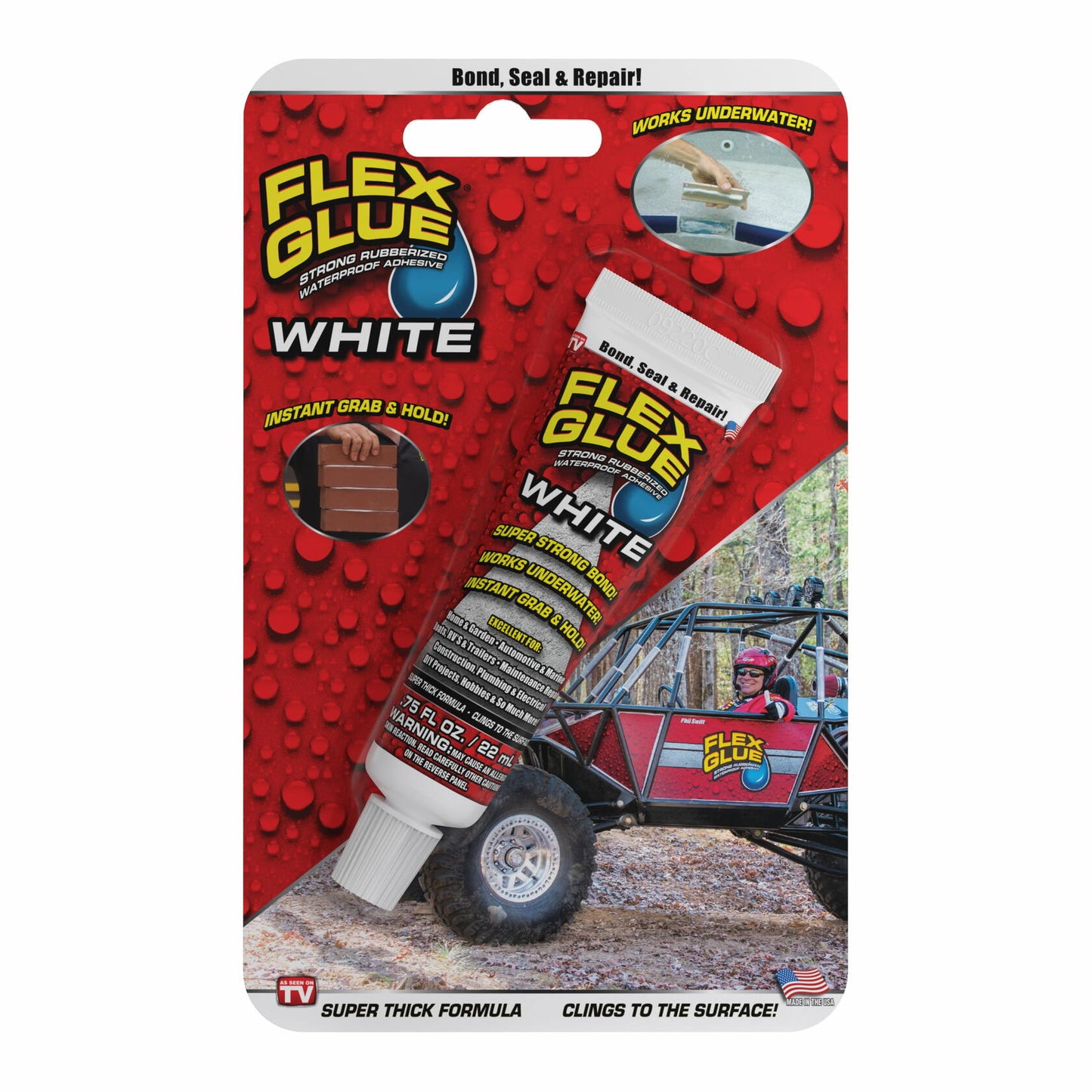 Flex Glue Mini Strong Rubberized Waterproof Adhesive, 0.75 fl oz, White