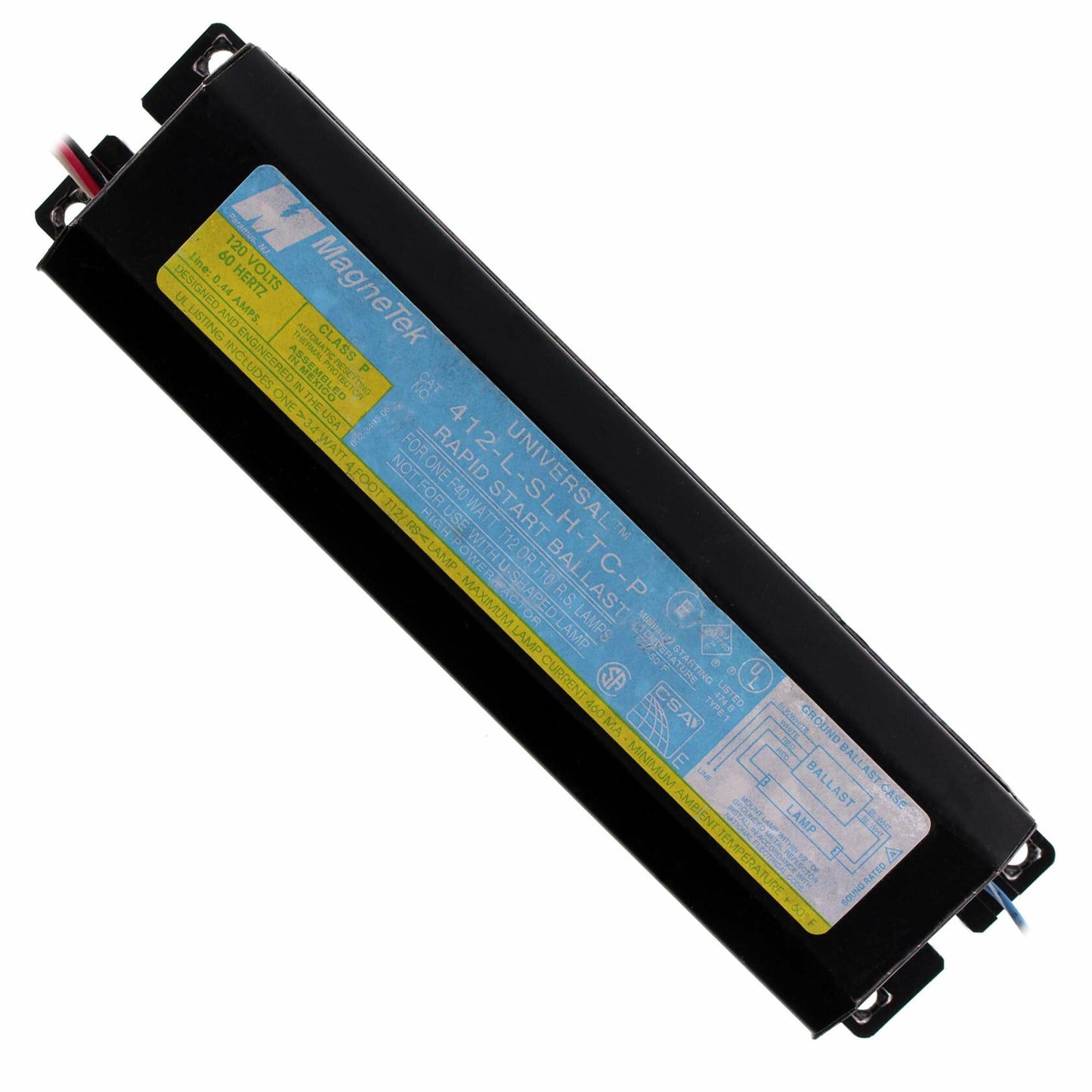 Magnetek 412-L-SLH-TC-P Rapid-Start Fluorescent Ballast, 1-Lamp, T12, F40T12, 120V