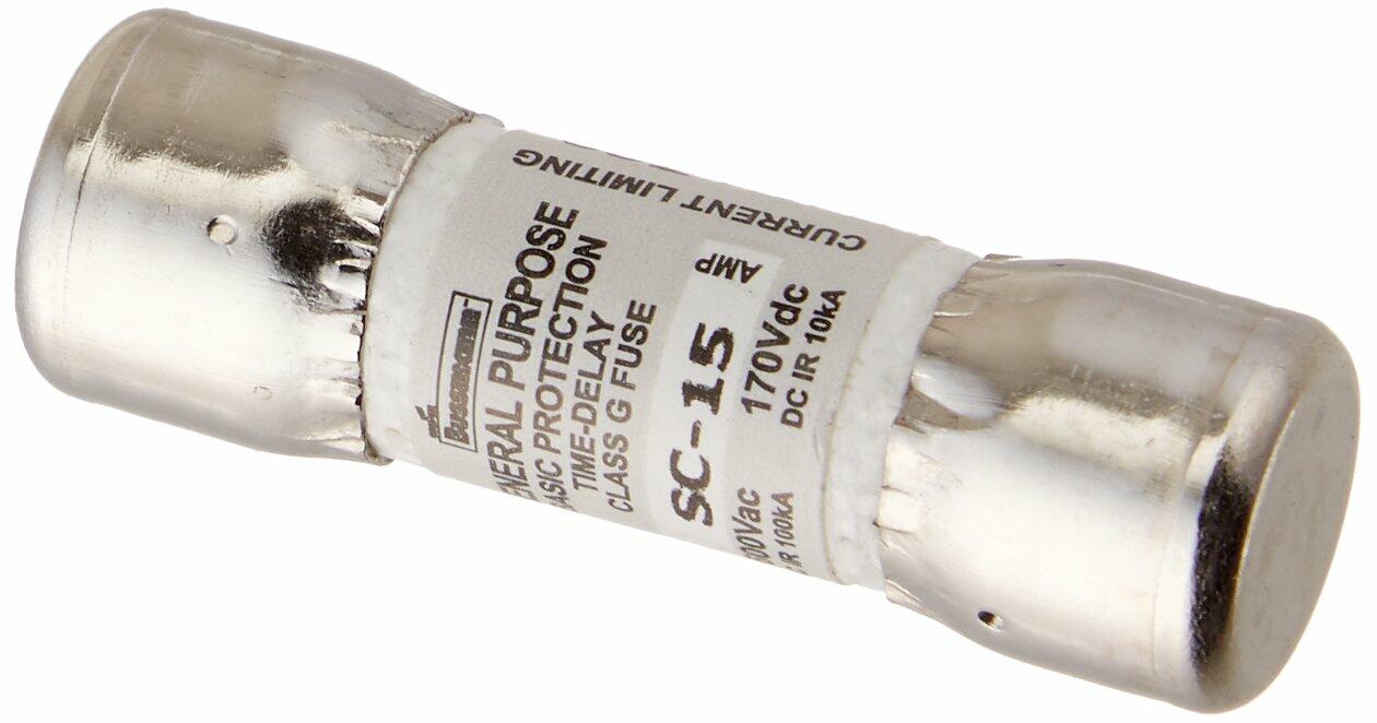 Bussmann BP/SC-15 15 Amp Time-Delay Class G Melamine Tube, 600V UL Listed Carded, 2-Pack