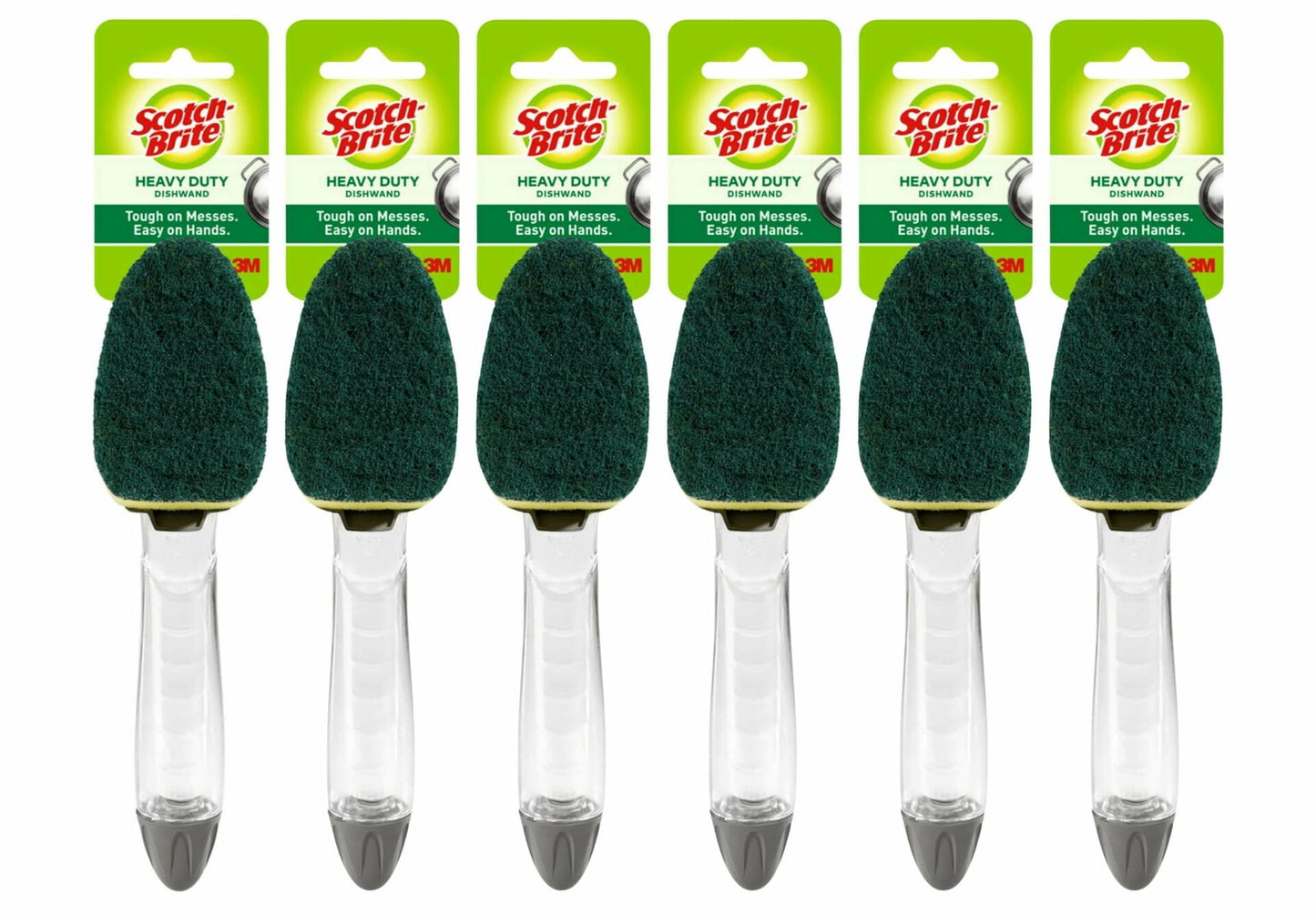 3M Scotch-Brite 6 Pack Heavy Duty Dish Wand Sponge Brush Soap Dispenser with Scotch Brite Sponges Dish Scrubber Pads for Home Kitchen