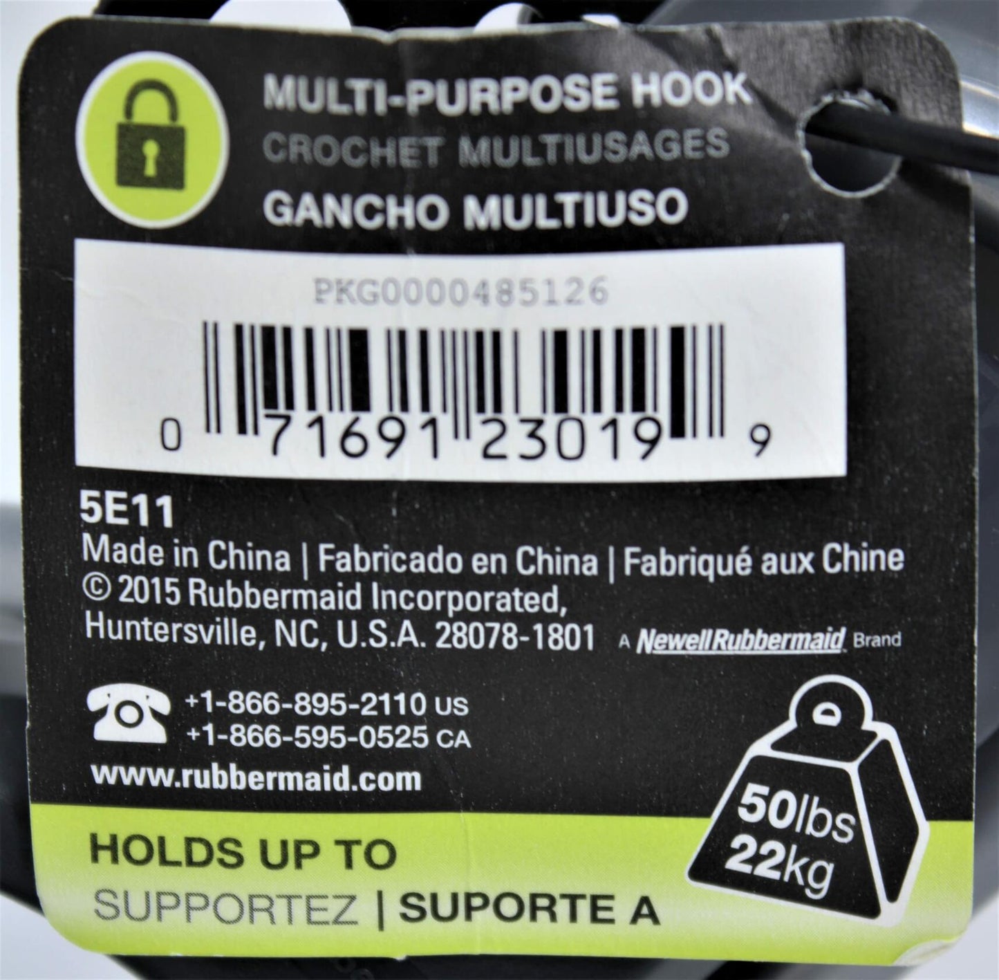 Rubbermaid Garage FastTrack® Rail Multi-Purpose Hook, Satin Nickel
