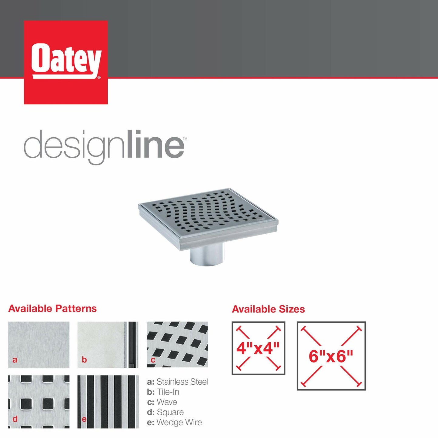 Designline 6 in. x 6 in. Square Drain Tile-in Grate