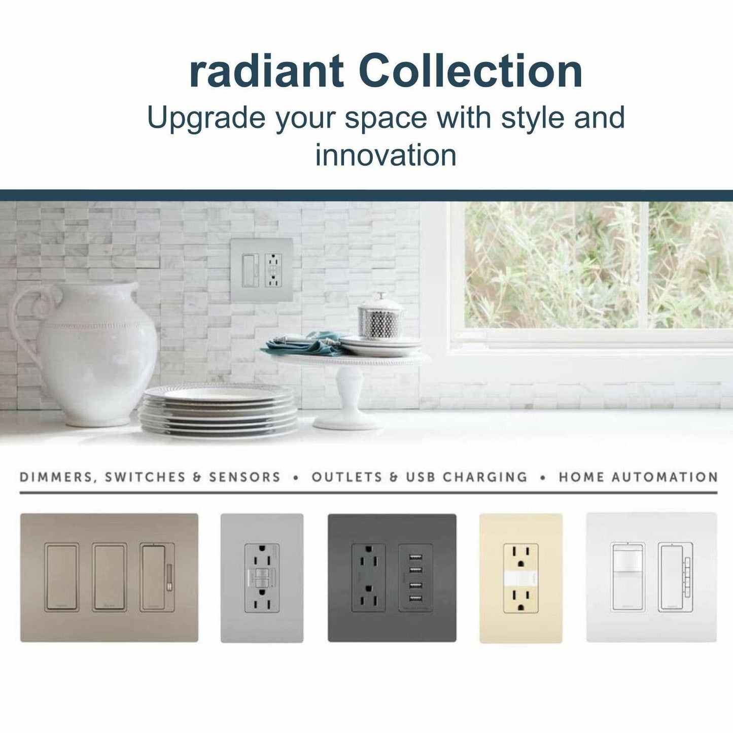 Legrand Radiant Adjustable LED Night Light Outlet, Tamper-Resistant Receptacle with Louver, Hallway Bedroom Night Light, 5 Levels, NTL885TRICC6, 15 Amp, Ivory