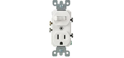 Leviton R62-T5225-0WS 15 Amp White Toggle Switch & Receptacle Combination