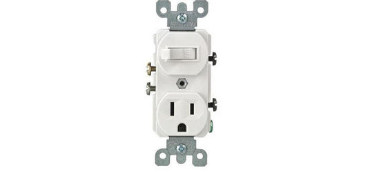 Leviton R62-T5225-0WS 15 Amp White Toggle Switch & Receptacle Combination