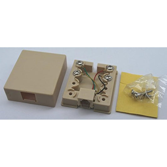 New Perfect Vision PVMSJ4 Ivory Telephone Surface Mount Jack Modular Phone RJ11