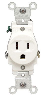Leviton S02-05015-kws Commercial Grade Single Receptacle, 15 Amp, White