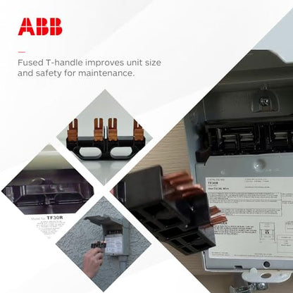 ABB TF30RCP • Weatherproof Fused AC Disconnect Switch • AC Disconnect 30A 240V • 1 Phase N3R • Horsepower Rated • 10kAIC