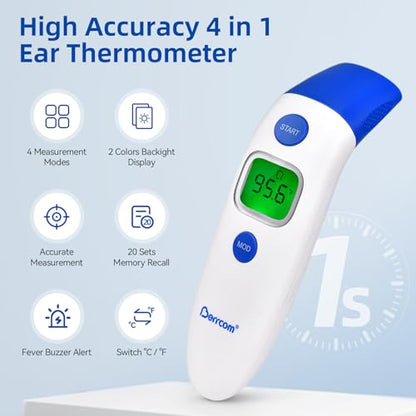 Berrcom Non Contact Infrared Forehead Thermometer Baby Fever Check Thermometer Touchless Digital Thermometer with Fever Alert for Kids Adult