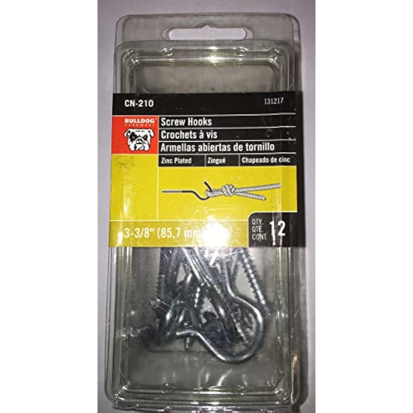 Bulldog Screw Hooks, 3-3/8" #10 12 Piece