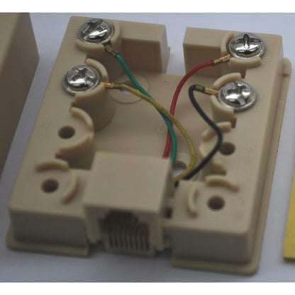 New Perfect Vision PVMSJ4 Ivory Telephone Surface Mount Jack Modular Phone RJ11