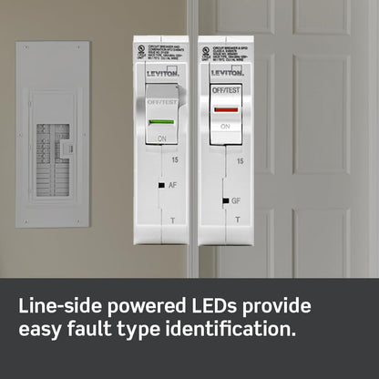 Leviton LB120-DFT 20A 1-Pole Plug-On AFCI/GFCI Branch Circuit Breaker, Thermal Magnetic, 120 VAC, White