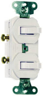 Legrand Pass & Seymour 690WGCCC5 Combination Switch, Two 15 Amp 120/277V Single Pole Toggle Switches, Grounding, White (1 Count)