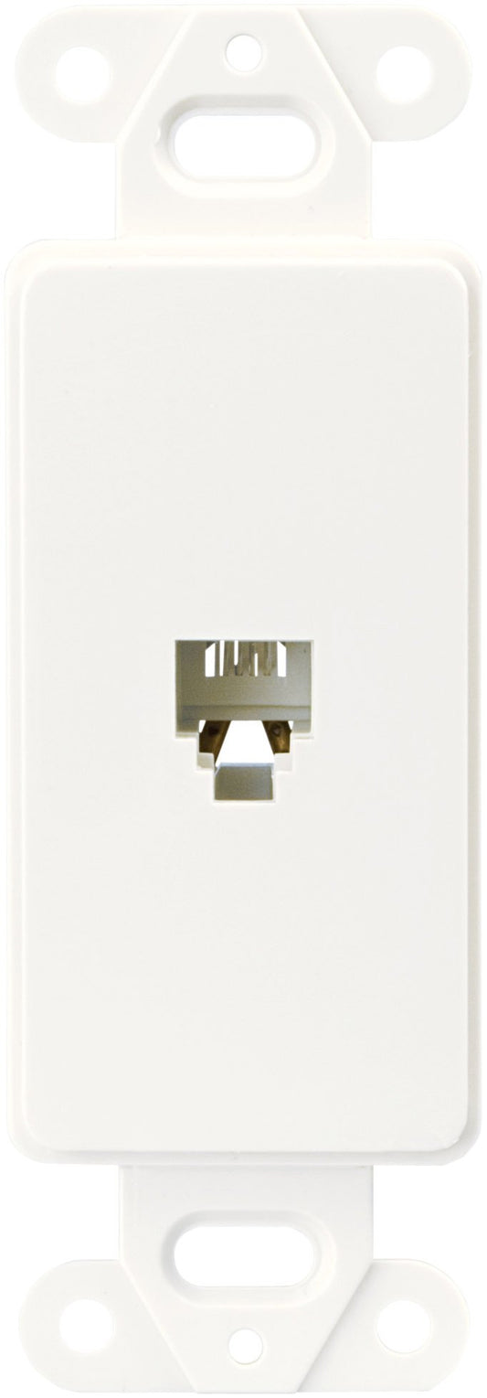 Eaton 3560-4W Decorator Insert Single Telephone Jack with 4-Conductors, Category 3 RJ11 or RJ14, White