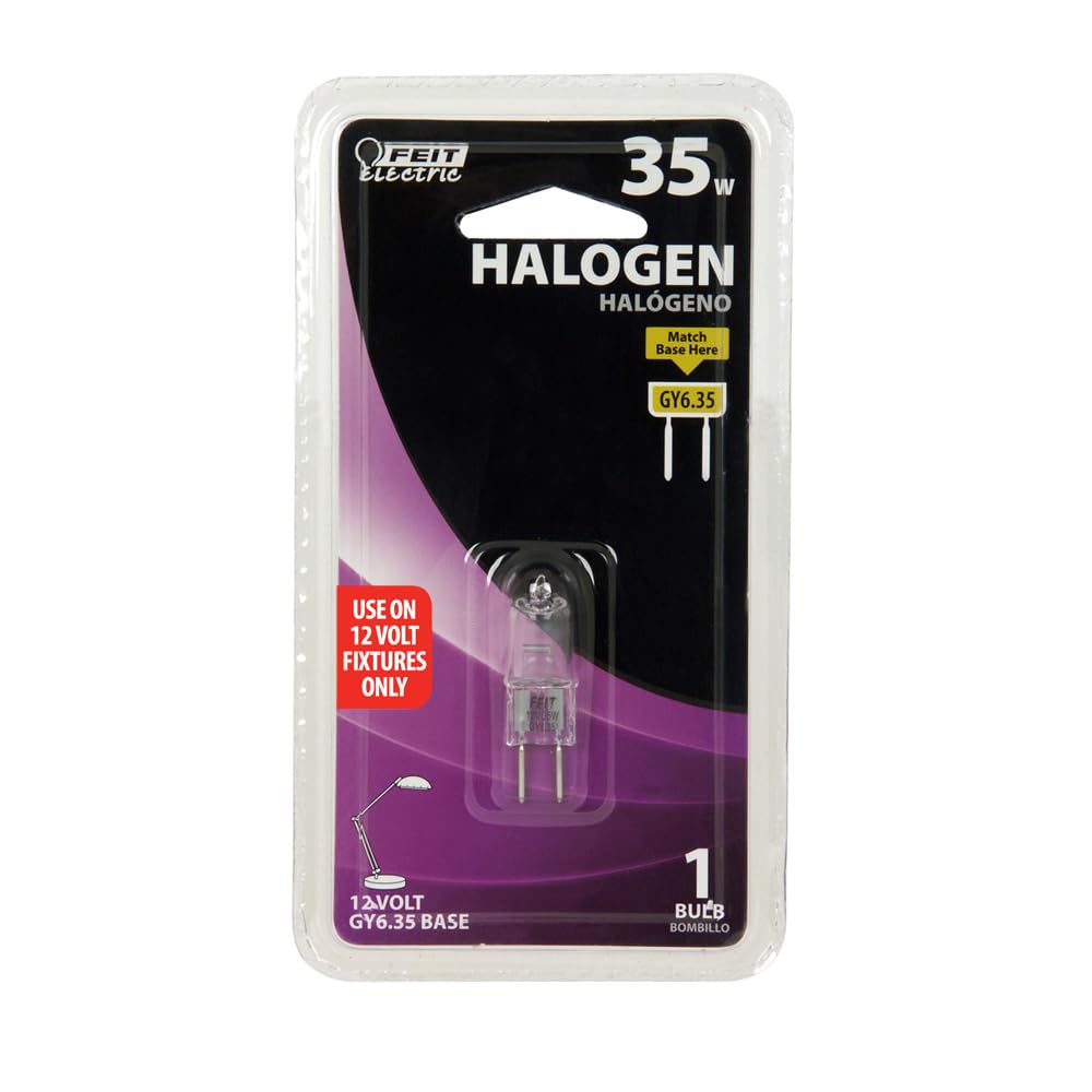 Feit Electric 35W T4 Halogen Light Bulb, Clear Quartz, 120V, 3000K Warm White, 450 Lumens, Dimmable, Bi-Pin Base, Under Cabinet, Desk Lamp, Enclosed Fixture Use, 2,000-Hour Lifetime, BPQ35T4/RP