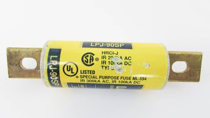 Eaton Bussmann LPJ-90SP Class J Fuse, Time-delay Dual-Element Current Limiting, 90A, Interrupt Rating of 300 kA at 600 Vac, 100 kA at 300 Vdc
