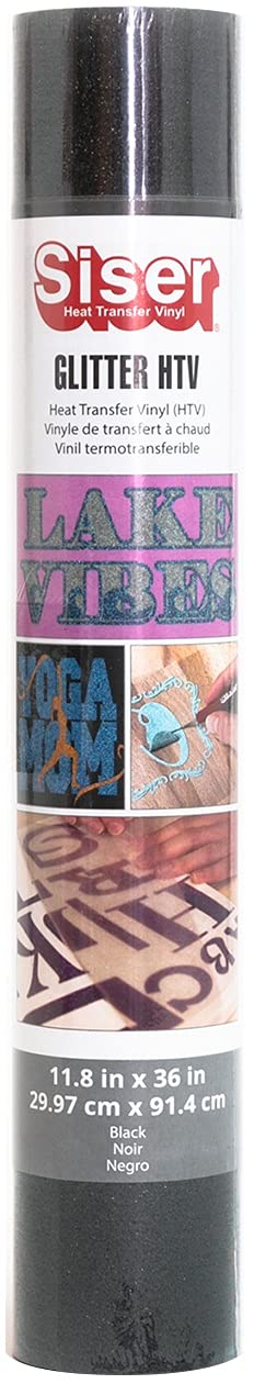 Siser Glitter Heat Transfer Vinyl Black 11.8" x 36"