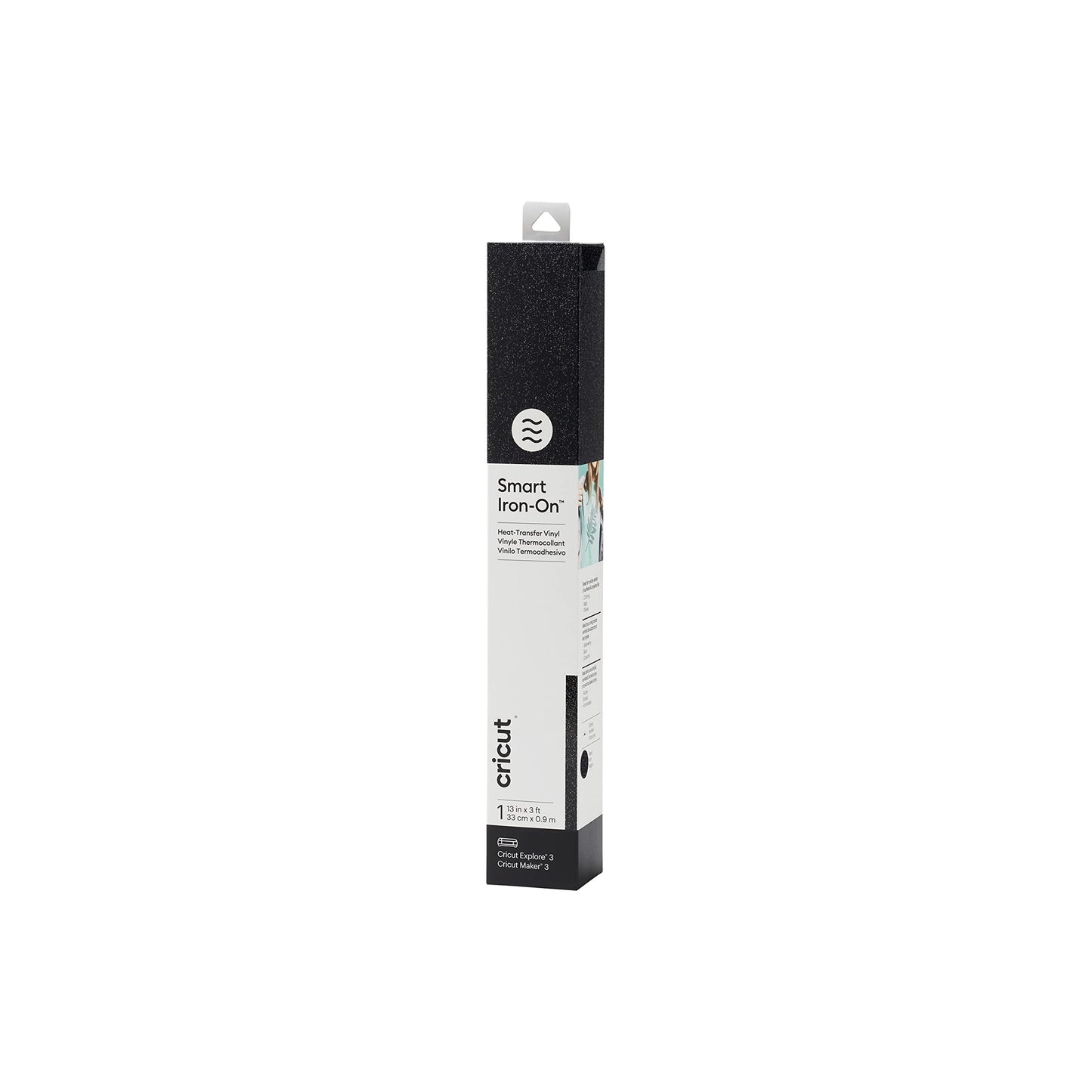 Cricut Smart Iron On (13in x 3ft, Glitter Black) for Explore 3 and Maker 3 - Matless Cutting for Long cuts up to 12ft
