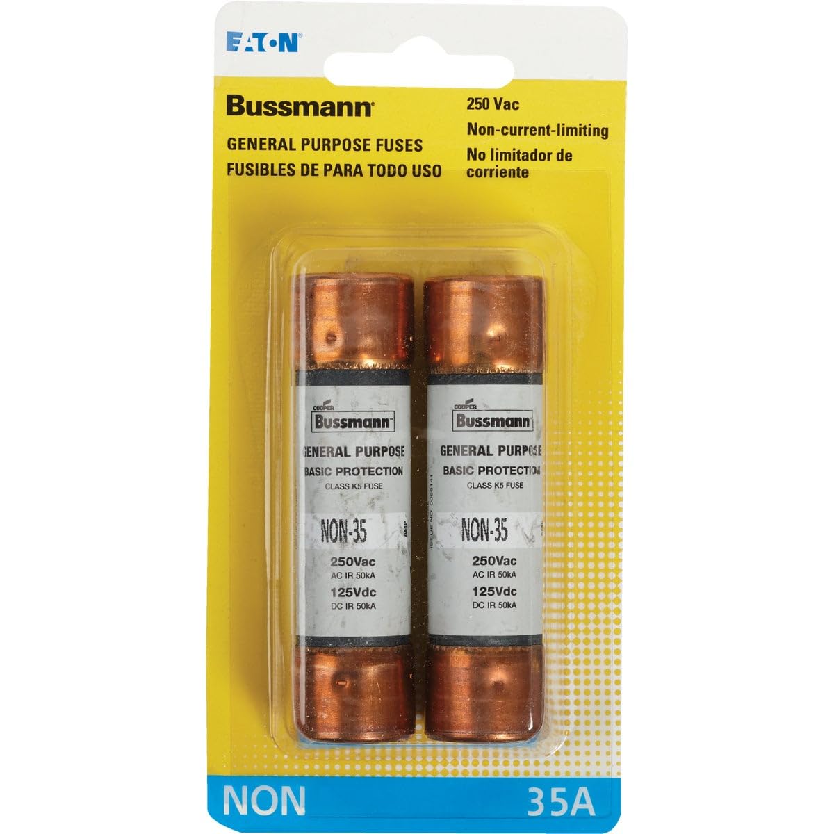 BUSSMANN BP/NON-35 General Purpose Fuse 2/pkg 250V 35A x