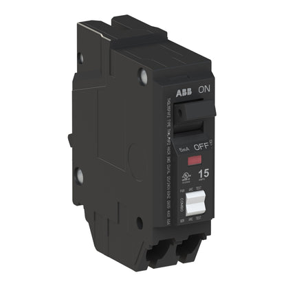 ABB Q-Line® THQL1115PAF2 Arc Fault Circuit Breaker • 15 Amp Single-Pole Breaker • AFCI Protection • 120/240 VAC • 10 kAIC Interrupt Rating • Plug-On Neutral Breaker for Load Centers