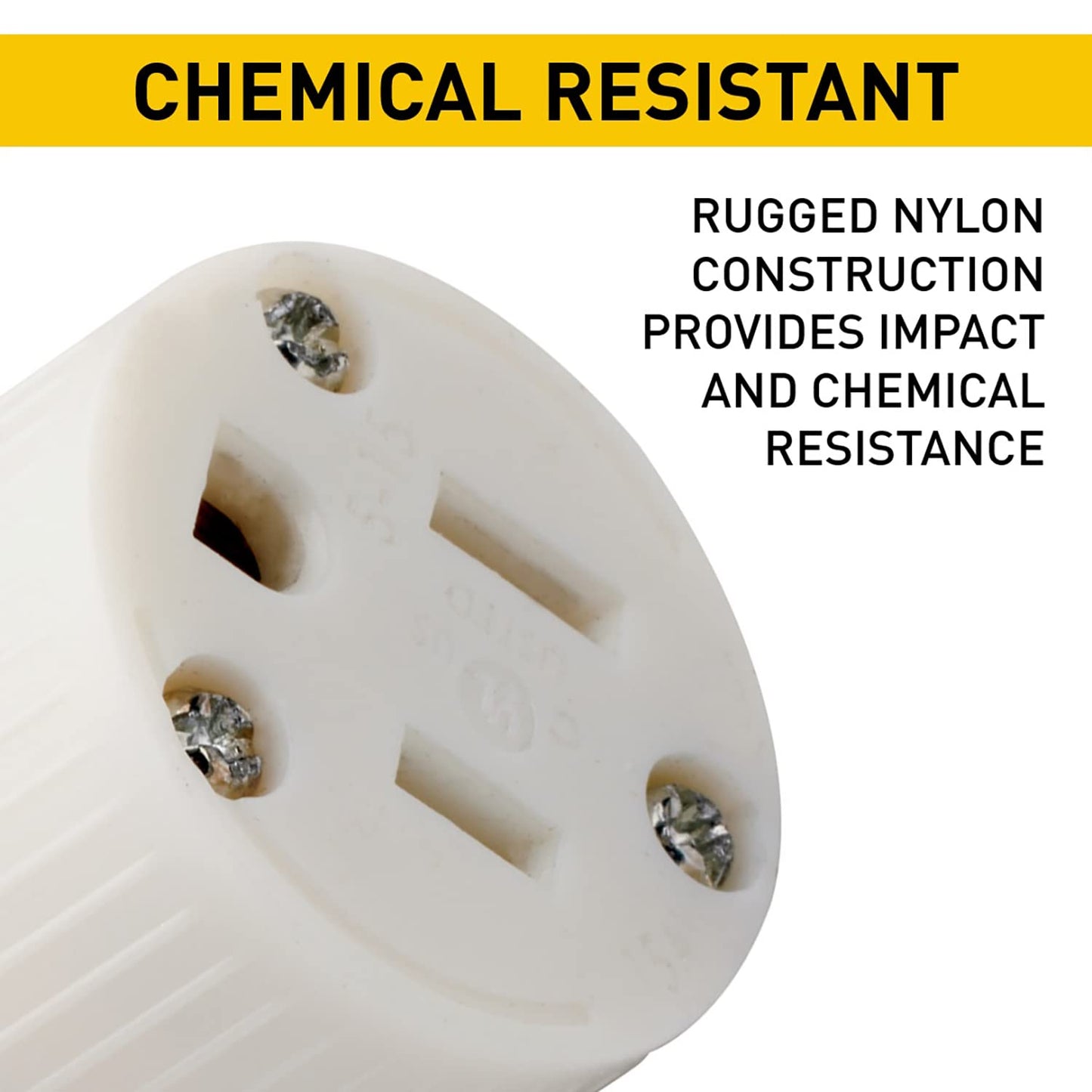 Legrand Pass & Seymour PS620CACC20 20 Amp 250V Armored Straight Blade Connector, NEMA 6-20R, Silver/White (1 Count)