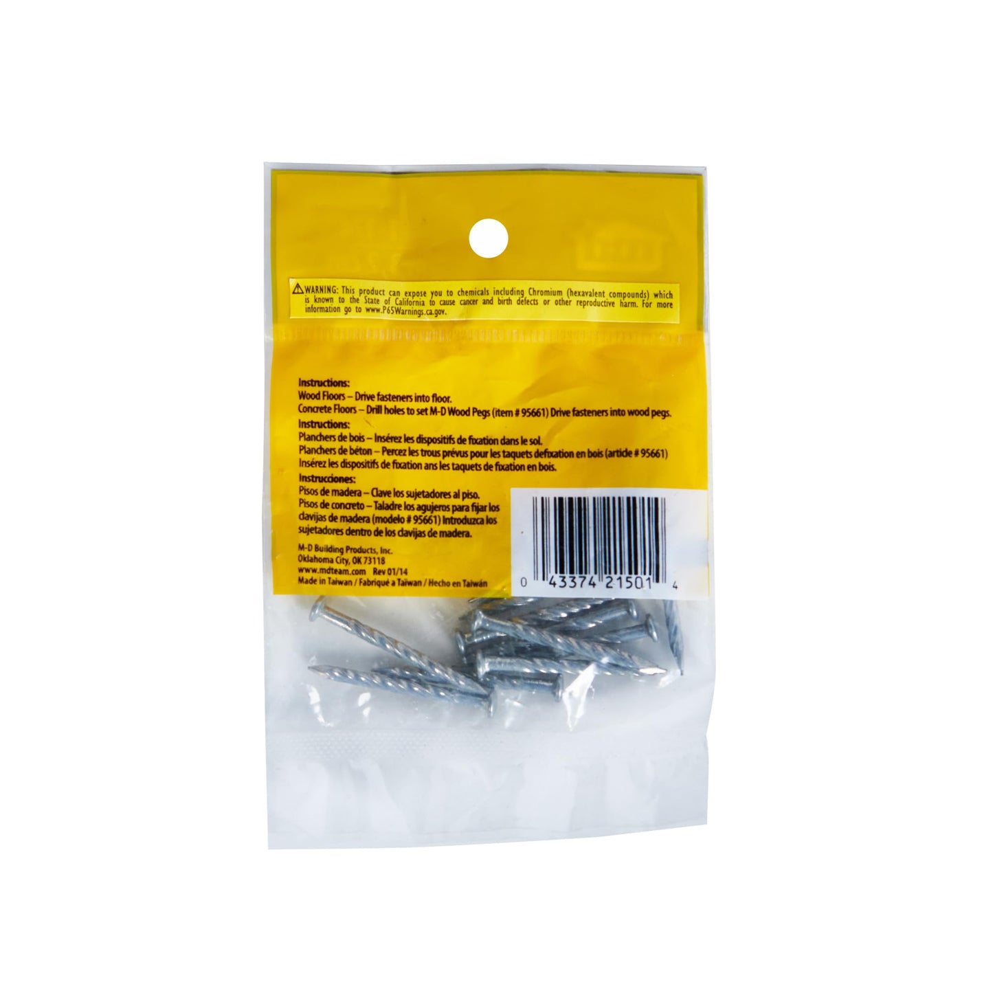 M-D Building Products 21501 1-1/4-Inch Screw Nails for Carpet Metal, 12 Per Pack