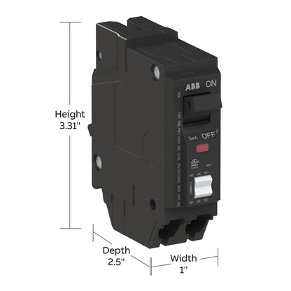 ABB Q-Line® THQL1120PAF2 Arc Fault Circuit Breaker • 20 Amp Single-Pole Breaker • AFCI Protection • 120/240 VAC • 10 kAIC Interrupt Rating • Plug-On Neutral Breaker for Load Centers