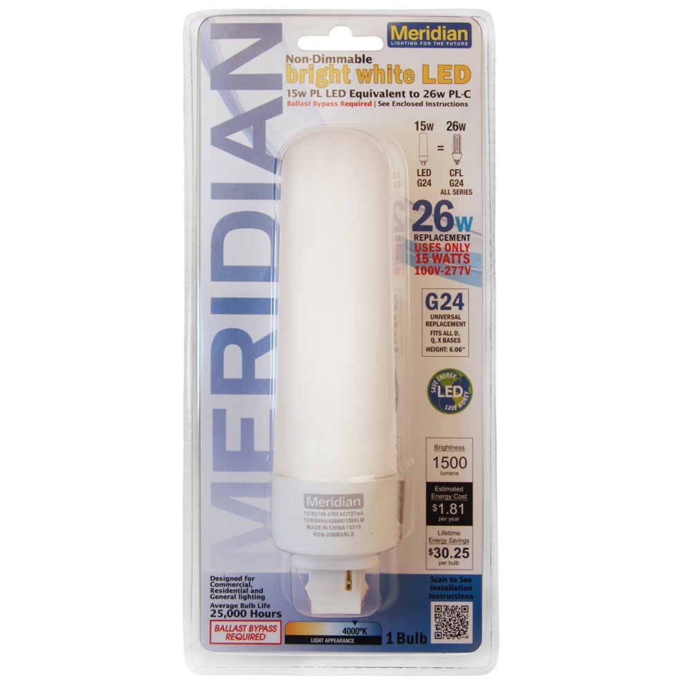 Meridian Electric 13185 50 Epistar/Everlight LED 2835, 1500 lm, 88 lm, 4000K, 25,000 Hours, Bright White