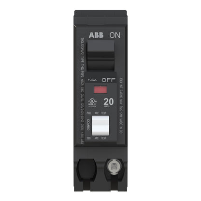 ABB Q-Line® THQL1120PAF2 Arc Fault Circuit Breaker • 20 Amp Single-Pole Breaker • AFCI Protection • 120/240 VAC • 10 kAIC Interrupt Rating • Plug-On Neutral Breaker for Load Centers
