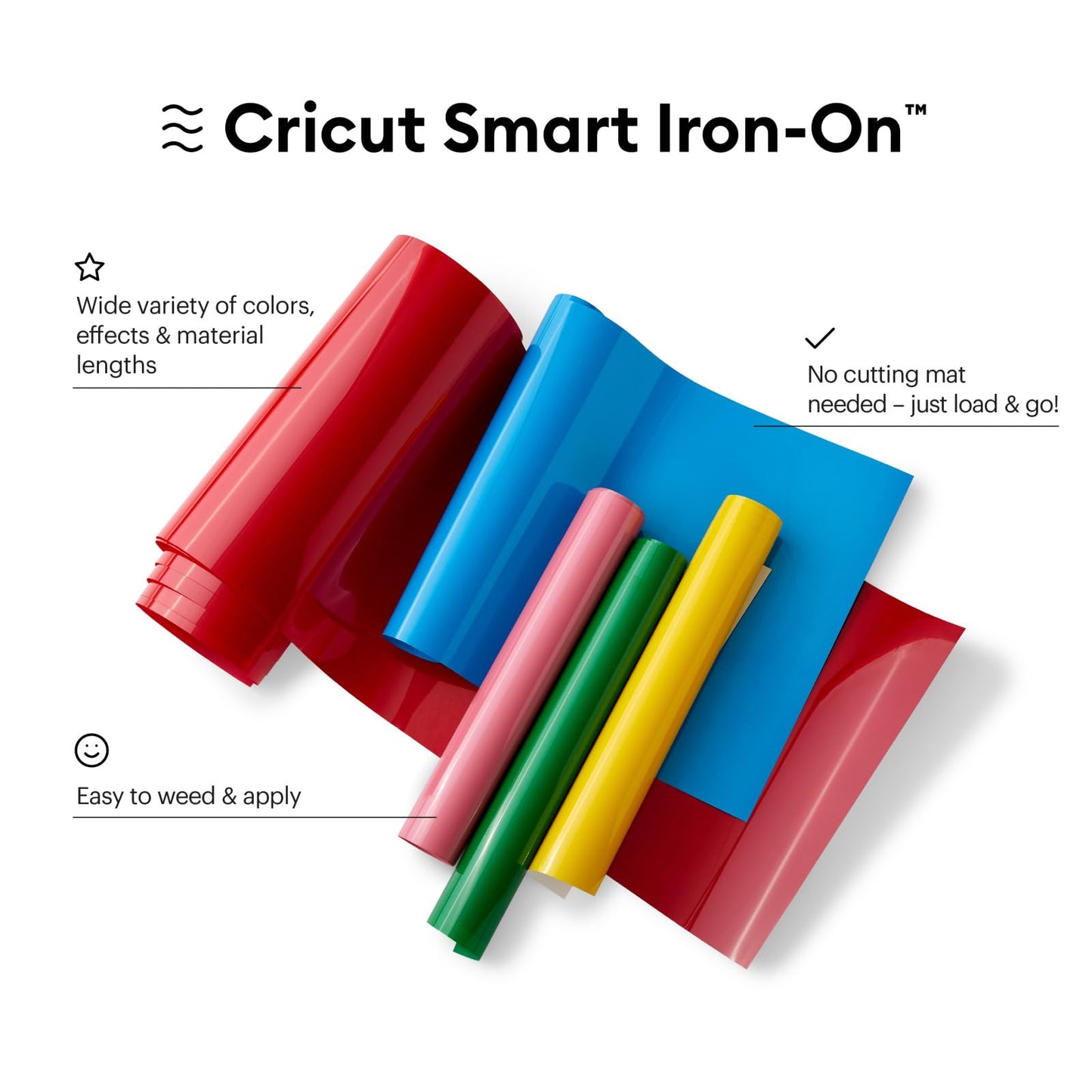 Cricut Smart Iron On, Red - 3ft Roll (13'x36') Heat Transfer Vinyl for Maker & Explore Machines- Matless Cutting for Long cuts up to 12ft
