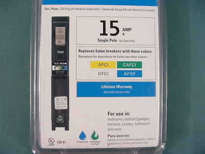 Eaton CH 15 Amp All in One AF/GF Plug-on-Neutral Breaker